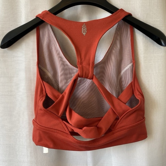 Free People FP Movement Synergy Sports Bra Sz S Orange Strappy Terracotta Yoga - Picture 5 of 10